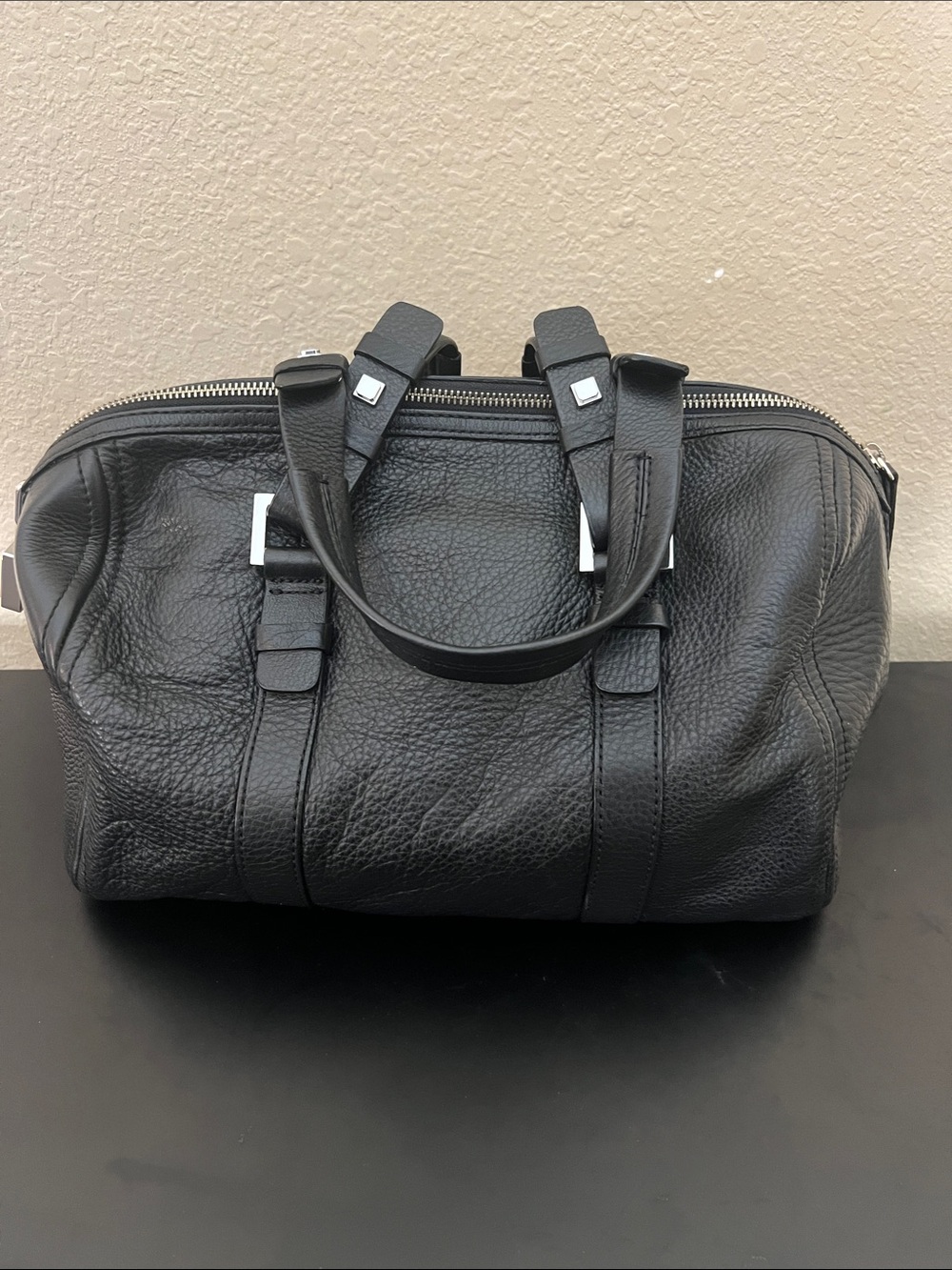Calvin Klein Black Leather Women's Boston Style Bag